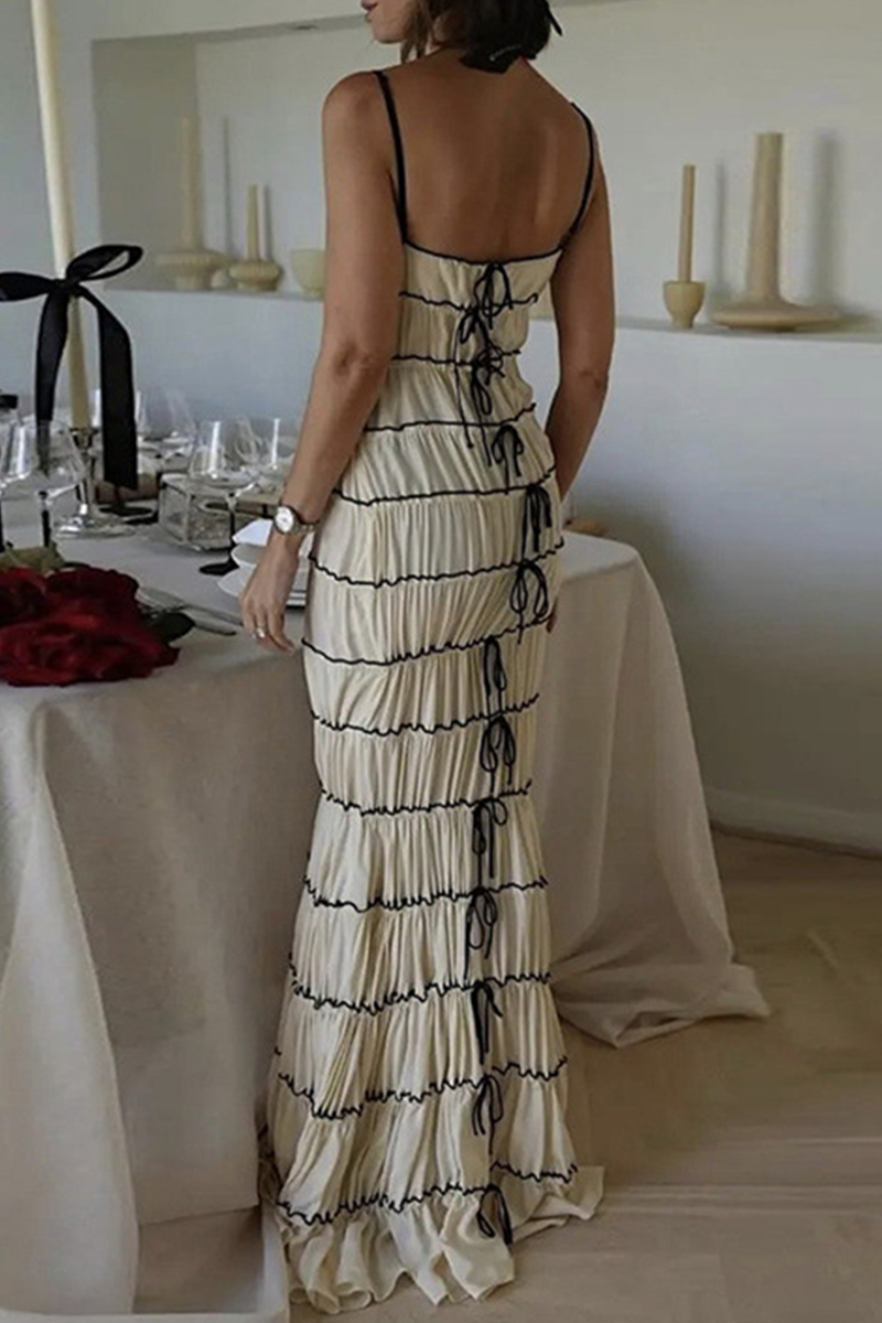 Vestidos largos sexys con encaje y escote en V en contraste