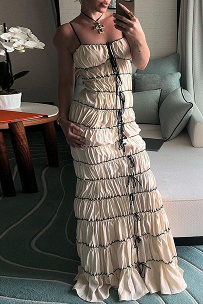 Vestidos largos sexys con encaje y escote en V en contraste