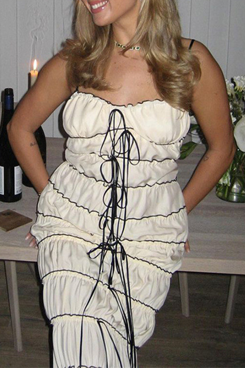 Vestidos largos sexys con encaje y escote en V en contraste
