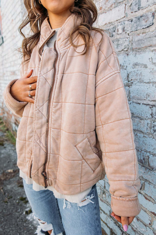 Casual Daily Patchwork Zipper Mandarin Collar Outerwear(8 Colors)