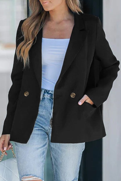Casual Street Solid Color Buttons Turn-back Collar Outerwear