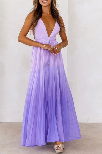 Vestidos sexys con escote en V, aberturas y cordones en color degradado