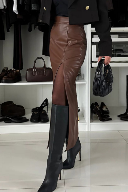 Pantalones sexis de talle alto con abertura regular y color liso (3 colores)