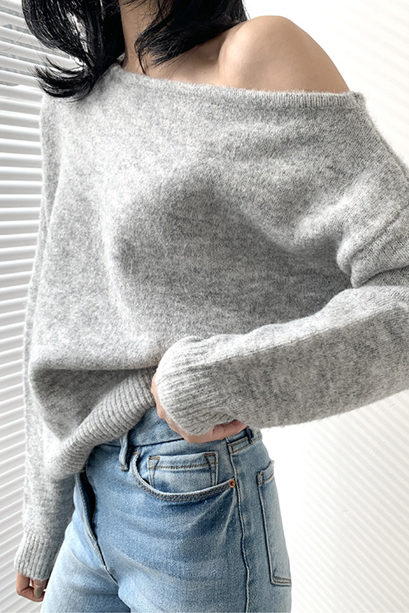 Suéteres sexys con cuello oblicuo irregular (3 colores)