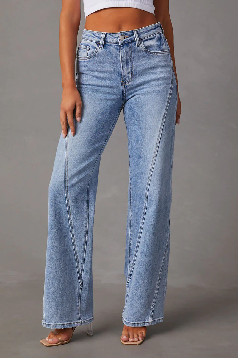 Vaqueros holgados de cintura media con botones y patchwork de estilo informal de calle