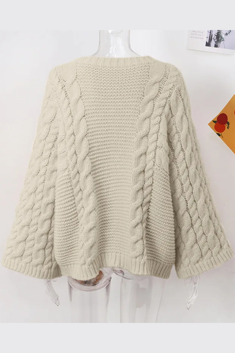 Suéteres casuales de cuello redondo con tejido liso (3 colores)