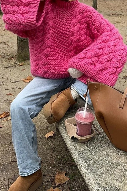 Suéteres casuales de cuello redondo con tejido liso (3 colores)