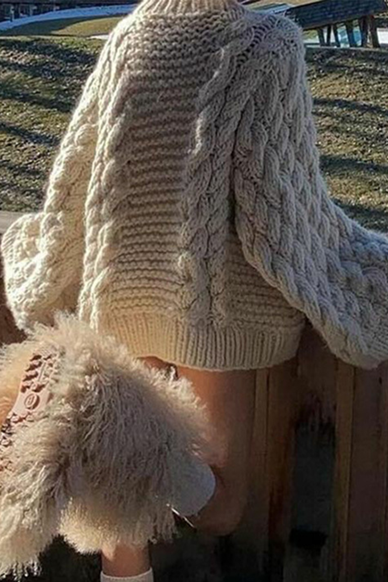 Suéteres casuales de cuello redondo con tejido liso (3 colores)