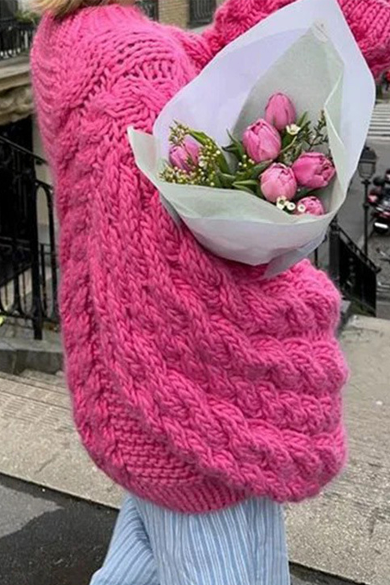 Suéteres casuales de cuello redondo con tejido liso (3 colores)