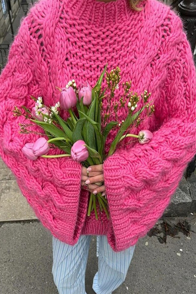 Suéteres casuales de cuello redondo con tejido liso (3 colores)