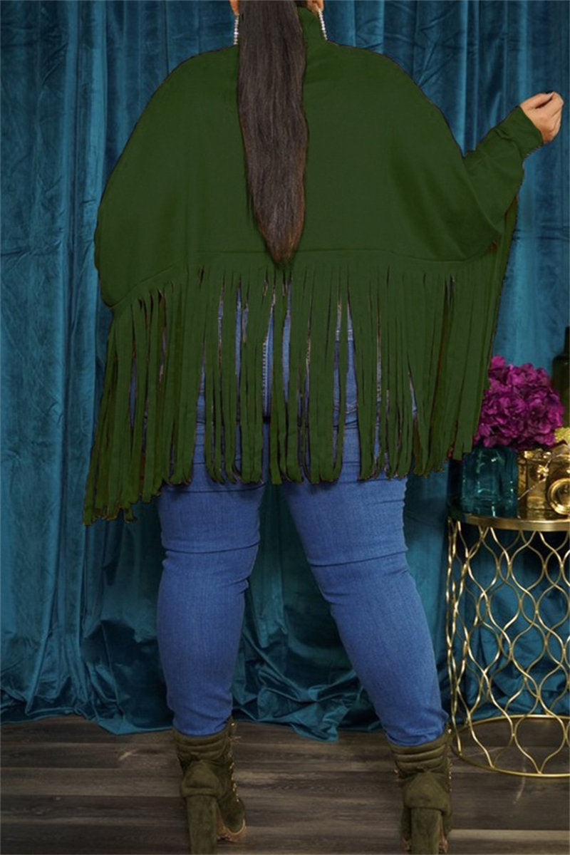 Casual Solid Color Fringed Trim Turtleneck Tops(6 Colors)