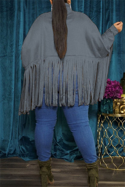 Casual Solid Color Fringed Trim Turtleneck Tops(6 Colors)