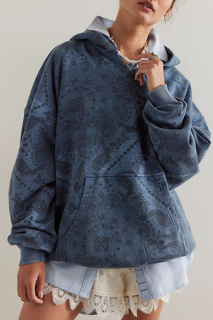Sudadera informal con estampado de serpiente y flores de calle, con bolsillo de leopardo (5 colores)