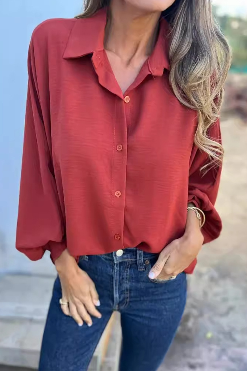 Blusas casuales de cuello vuelto con botones para uso diario (5 colores)