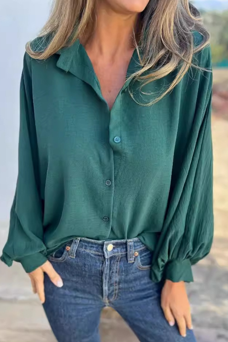 Blusas casuales de cuello vuelto con botones para uso diario (5 colores)