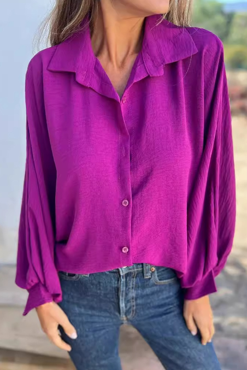 Blusas casuales de cuello vuelto con botones para uso diario (5 colores)