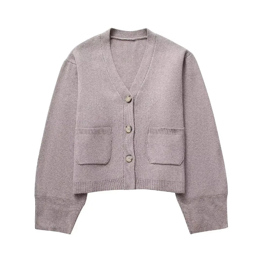 Cárdigan clásico de punto abotonado para mujer con cuello en V | Ideal para otoño/invierno