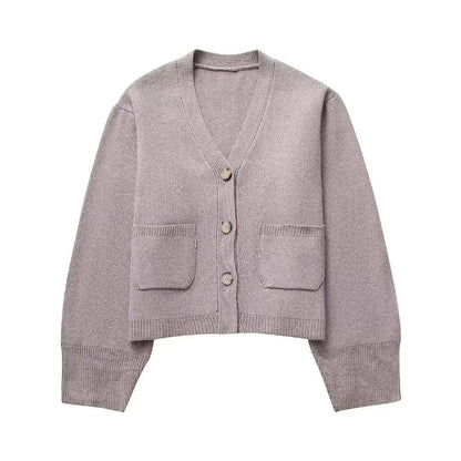 Cárdigan clásico de punto abotonado para mujer con cuello en V | Ideal para otoño/invierno