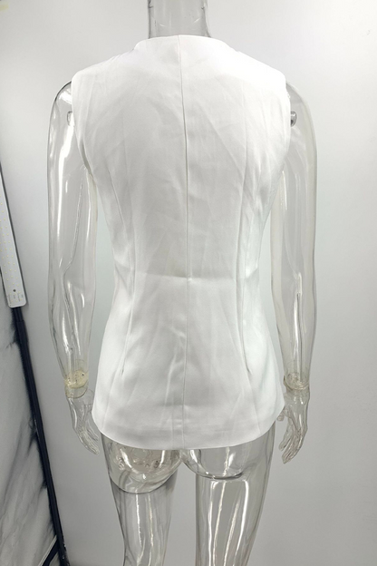 Chalecos casuales de cuello redondo con abertura y botones para uso diario