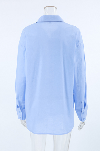 Casual Daily Buttons Turndown Collar Blouses