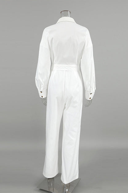 Monos holgados informales de calle con cordones y botones con cuello vuelto