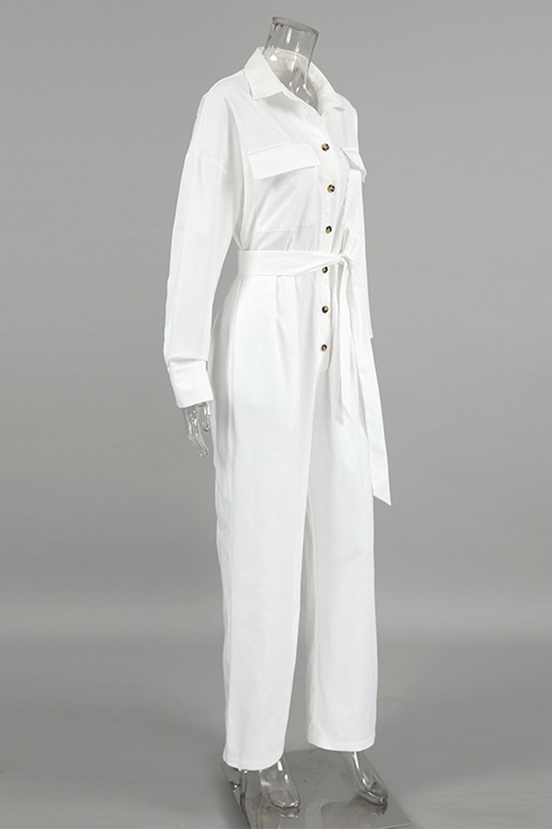 Monos holgados informales de calle con cordones y botones con cuello vuelto