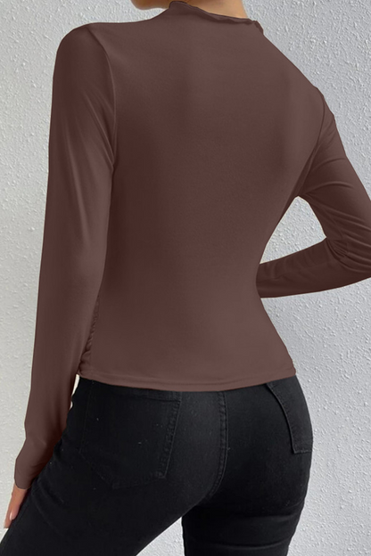 Tops casuales de cuello alto fruncido para uso diario (5 colores)
