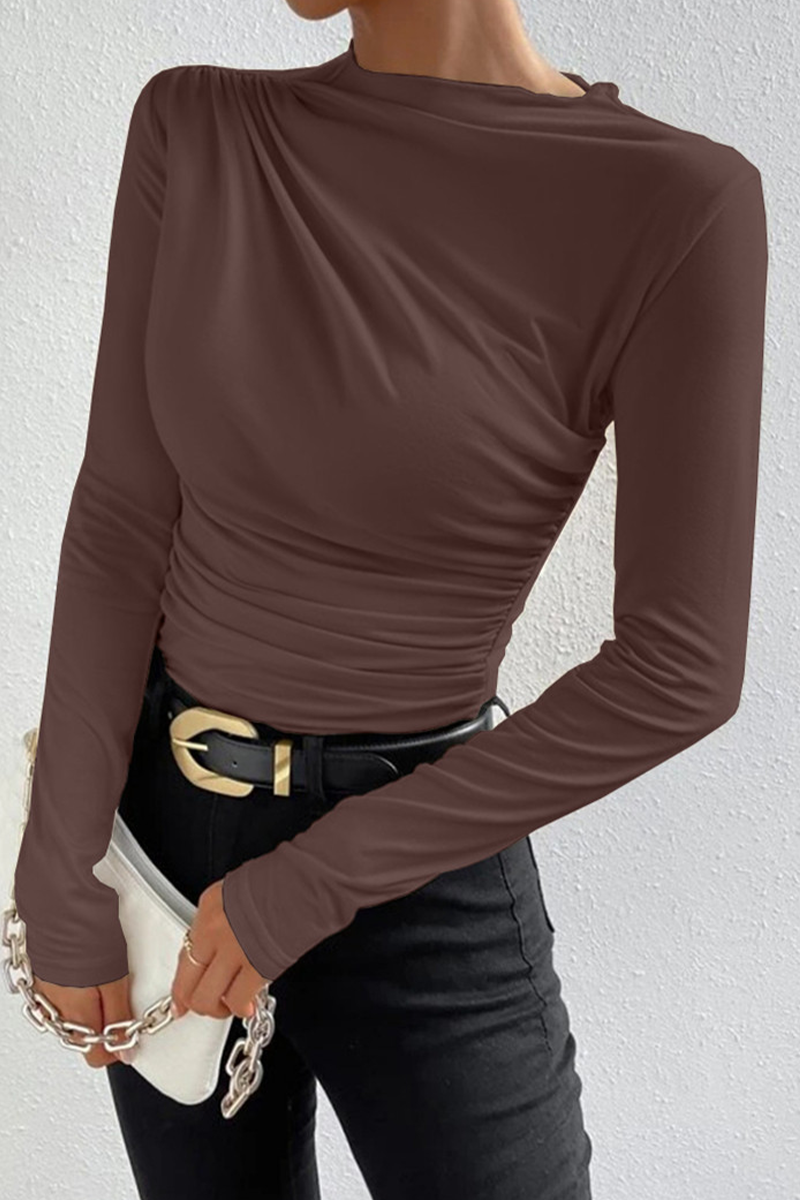 Tops casuales de cuello alto fruncido para uso diario (5 colores)