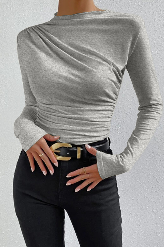 Tops casuales de cuello alto fruncido para uso diario (5 colores)