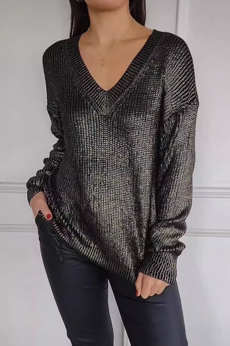 Suéteres casuales de cuello en V con patchwork para uso diario (5 colores)