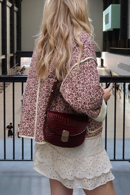 Prendas de abrigo informales con cuello mandarín, patchwork y bolsillos con flores en contraste (12 colores)