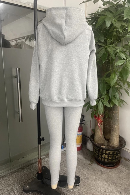 Conjunto informal de tres piezas con capucha y manga larga con botones (10 colores)
