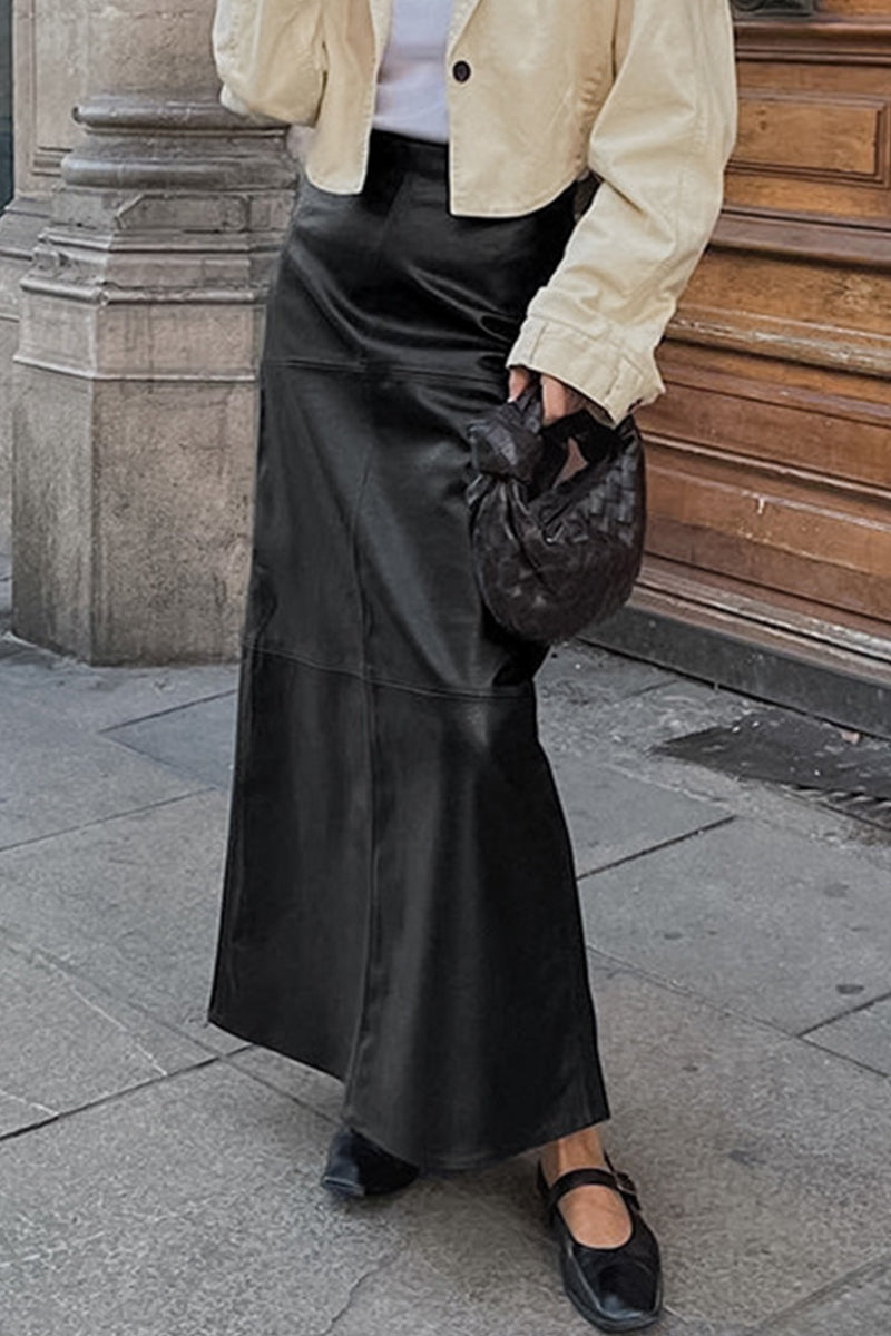 Elegant Patchwork Zipper Regular High Waist Bottoms