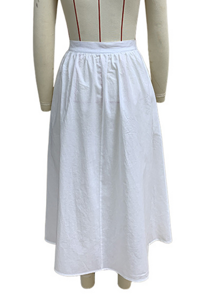 Casual Daily Pocket Buttons Loose High Waist Type A Bottoms