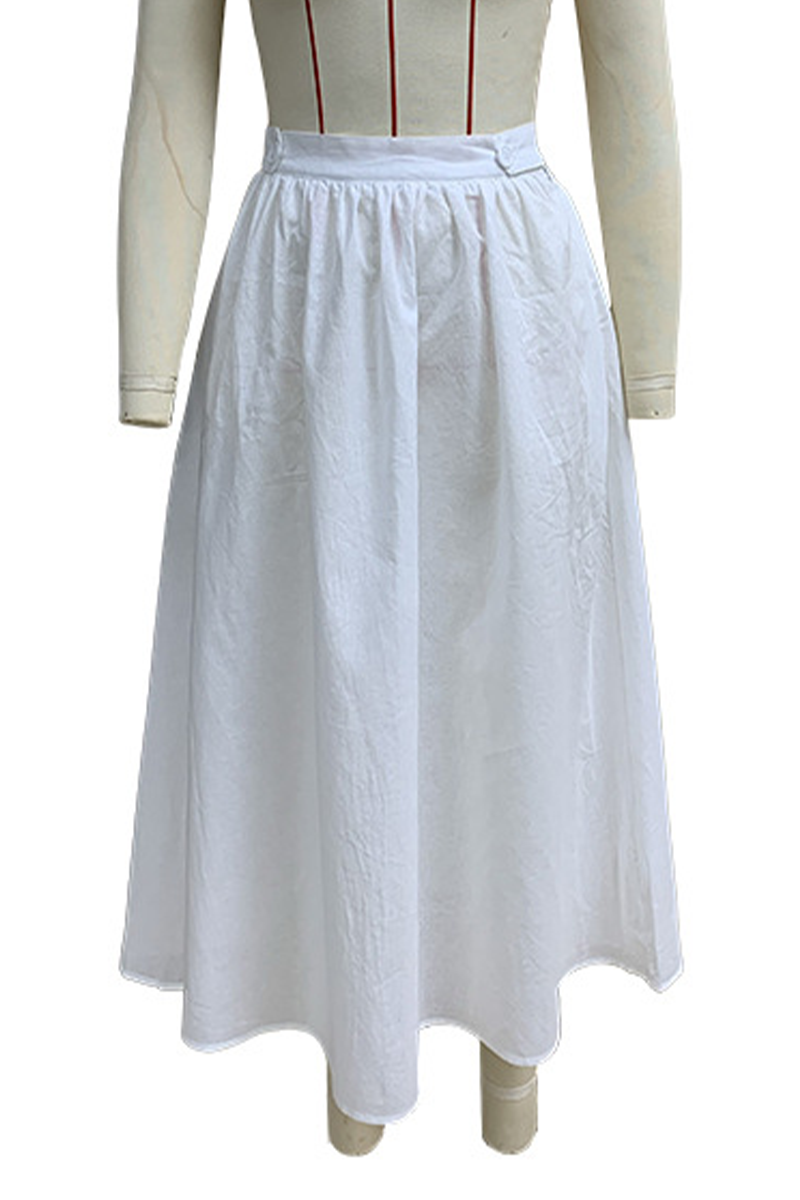 Casual Daily Pocket Buttons Loose High Waist Type A Bottoms