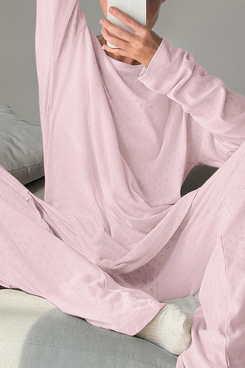 Conjunto informal de dos piezas con cuello redondo y manga larga (3 colores)