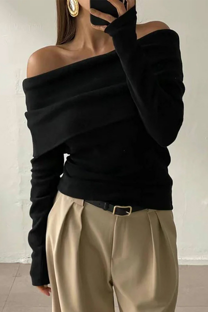 Suéteres sexys fruncidos con hombros descubiertos (5 colores)