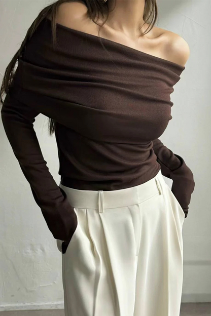 Suéteres sexys fruncidos con hombros descubiertos (5 colores)