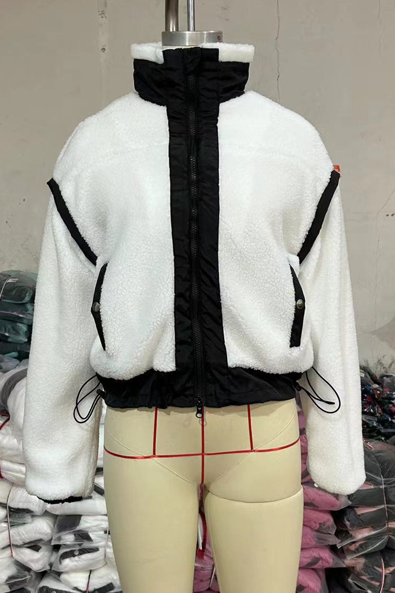Prendas de abrigo informales con cuello mandarín en contraste y cremallera de patchwork (5 colores)