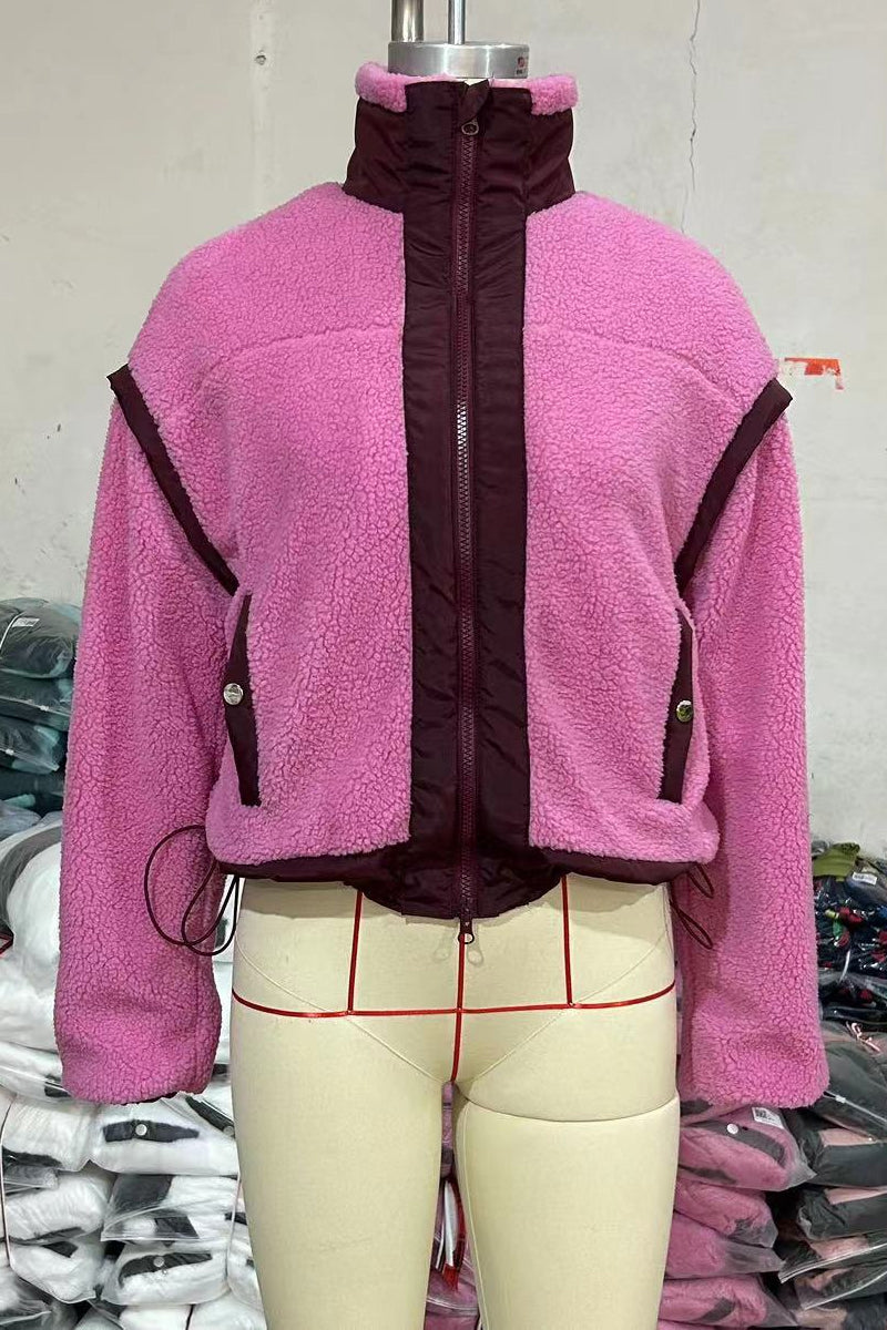 Prendas de abrigo informales con cuello mandarín en contraste y cremallera de patchwork (5 colores)