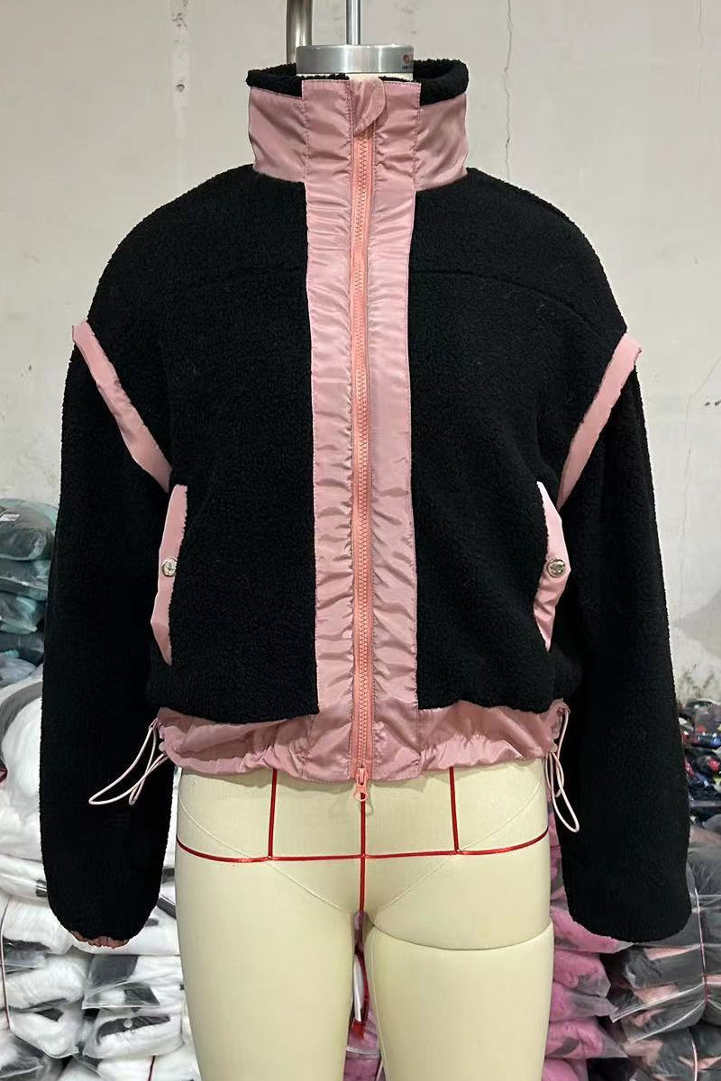 Prendas de abrigo informales con cuello mandarín en contraste y cremallera de patchwork (5 colores)