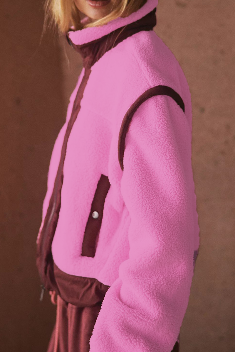 Prendas de abrigo informales con cuello mandarín en contraste y cremallera de patchwork (5 colores)