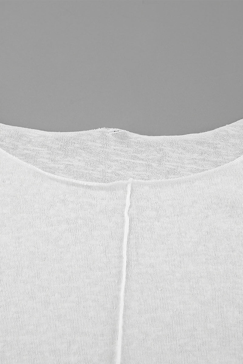 Tops casuales de cuello redondo con parches de color sólido (3 colores)