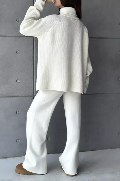 Conjunto informal de dos piezas con cuello con cremallera y manga larga para uso diario (6 colores)