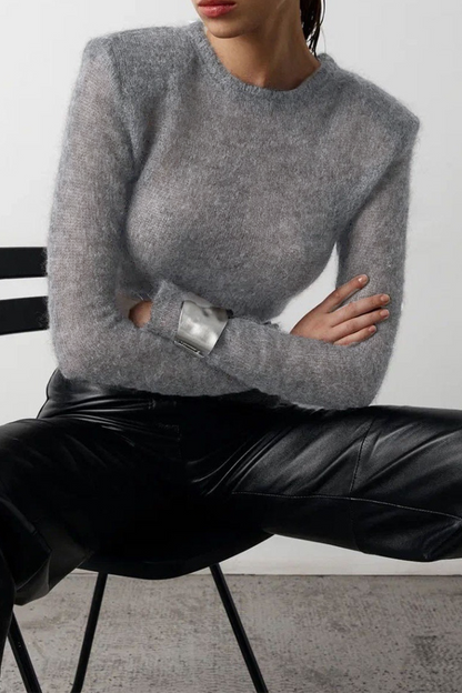 Tops casuales de color sólido transparente con cuello redondo (3 colores)