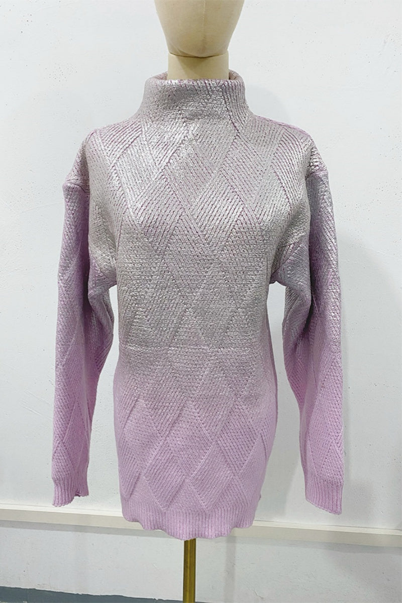 Casual Gradient Basic Turtleneck Sweaters