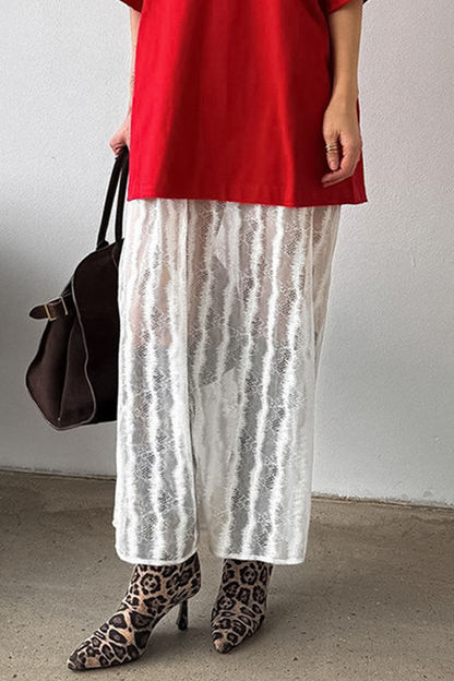 Sexy Hollow Out See-Through Loose High Waist Type A Bottoms