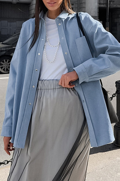 Blusas casuales de cuello vuelto con botones para uso diario