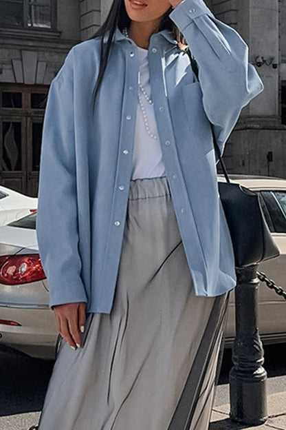 Blusas casuales de cuello vuelto con botones para uso diario