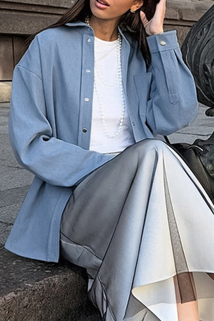 Blusas casuales de cuello vuelto con botones para uso diario